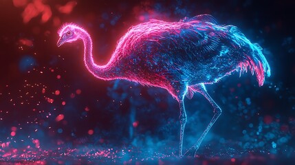Neon Ostrich Futuristic Portrait High