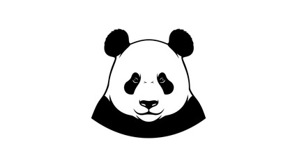 Panda bear face silhouette in minimalist black and white design