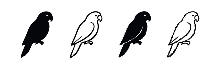 Set of Stylized Parrot Bird Vector Icons © liubomir118809