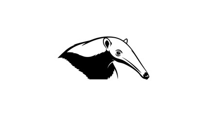 Giant anteater silhouette design: black and white animal illustration
