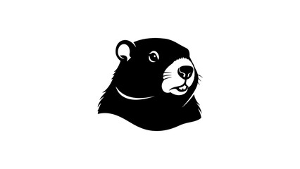 Black and white silhouette of a groundhog animal face