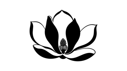 Elegant black and white magnolia silhouette design with simplistic floral style