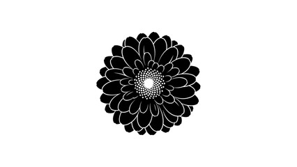 Elegant black flower silhouette: symmetrical floral design on white background