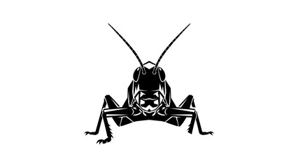 Geometric grasshopper silhouette on white background