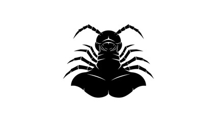 Detailed black silhouette of spider with eight legs and fangs