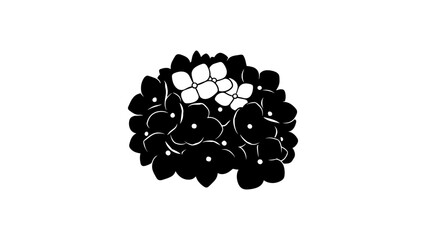 Black and white floral silhouette: elegant hydrangea cluster art