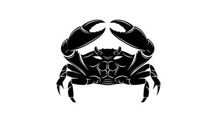 Black silhouette of a crab with detailed claws on white background