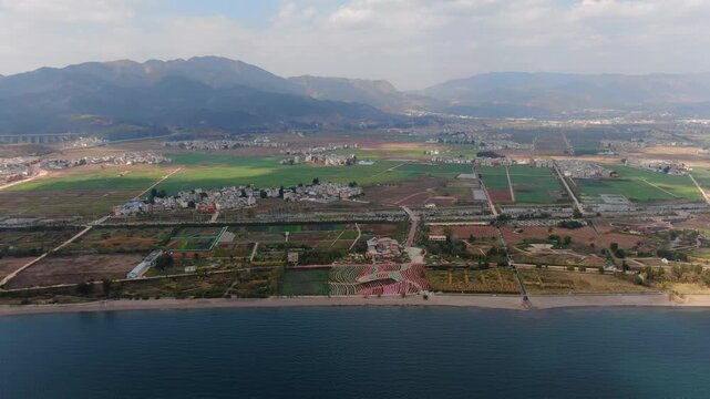Fuxian Lake Yunnan - Aerial View with Mountains and Farmland