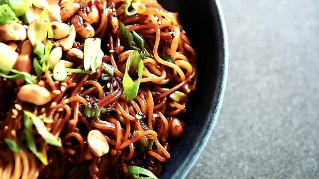 Restaurant style pasta noodles with premium presentation. Suitable for menus, food branding, catering brochures, and commercial stock video.