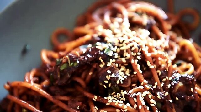 Restaurant style pasta noodles with premium presentation. Suitable for menus, food branding, catering brochures, and commercial stock video.