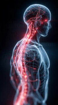 Human Body with Glowing Red Pain Point Illustration