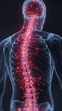 Human Body with Glowing Red Pain Point Illustration