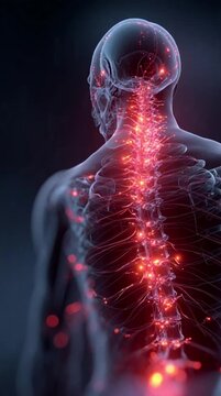 Human Body with Glowing Red Pain Point Illustration