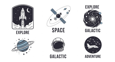 Collection of Space Exploration Icons and Graphics. © Peri