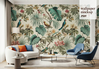 Livingroom wallpaper design mockup