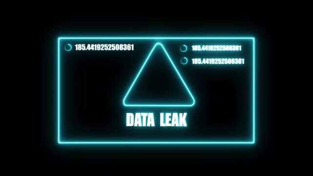 Digital Data Leak Warning Alert Screen with Exclamation Mark and Hexadecimal Code