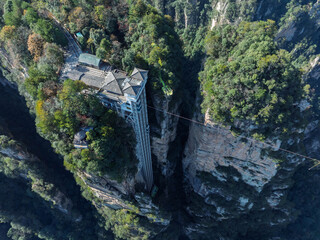 Observation elevator at mountain of Zhangjiajie Wulingyuan National Park,China © lzf