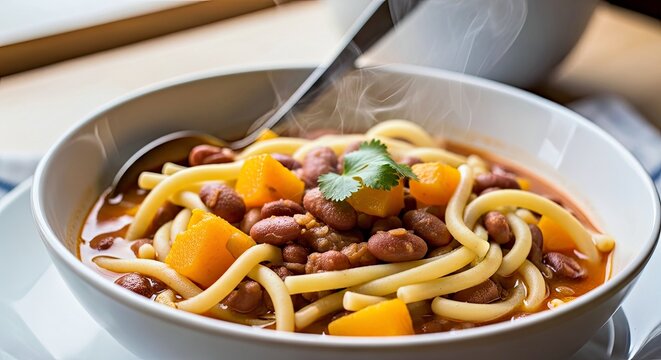 Wholesome Porotos con Riendas Comforting Chilean Bean Stew with Noodles and Pumpkin