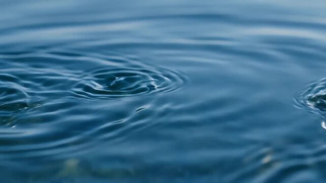 Closeup of Water Droplet Impact Creating Ripples on Surface 1.