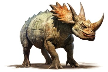 Obraz premium Dinosaur animal white background rhinoceros.