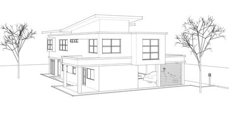 modern modular house 3d illustration	
