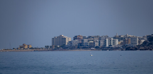 Obraz premium Coastline at the Mediterranean Sea, on the northern part of Rhodes island, Greece.
