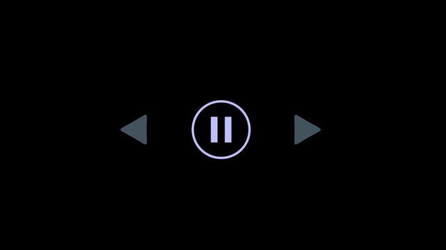 Audio player bar icon. Player button with play, pause, next, previous symbol animation. simple icon animation.