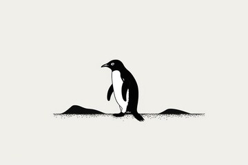 Obraz premium Silkscreen of penguin animal nature black.