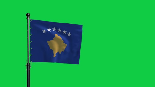 Kosovo Flag Waving Loop Animation Green Screen 4K