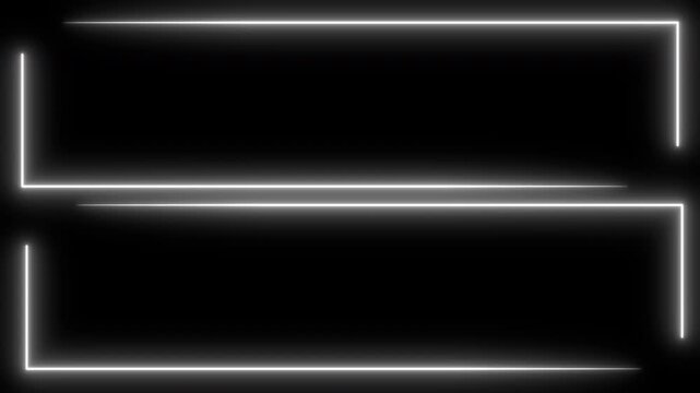 Dual glowing neon frame overlay loop abstract rectangular light borders with alpha channel