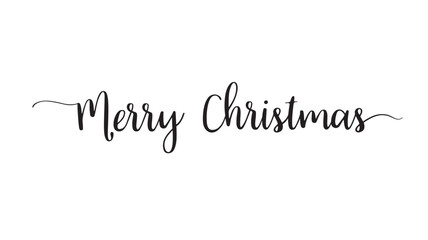 Script lettering 'Merry Christmas' in black on a white background, conveying holiday cheer and seasonal greetings. © RASHIDAPARVIN