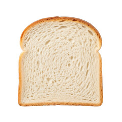 A slice of white bread isolated on transparent background with a golden crust