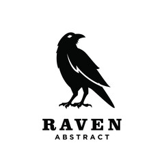 Fototapeta premium Abstract Black Raven Bird Silhouette Logo Design