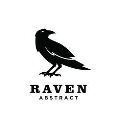 Fototapeta premium Black Raven Bird Abstract Silhouette Logo Design