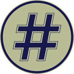 Obraz premium Distinctive stylized hashtag icon within a circular frame Vector