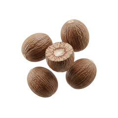 Whole and Halved Nutmeg Spices