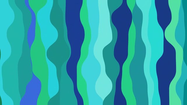 Blue Green Wavy Stripes Pattern Design.