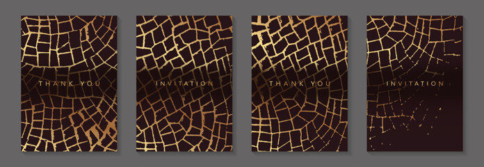 Luxury abstract chocolate brown backgrounds with gold. Wedding invitations, greeting and business cards, rsvp templates. Premium seamless patterns. © Anna R