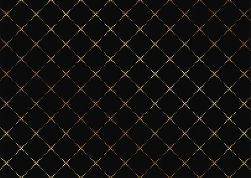 Luxury geometric abstract background with golden rhombuses mosaic. Premium seamless pattern with glitter.