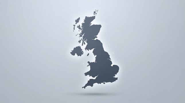 United Kingdom map in dark grey on light background