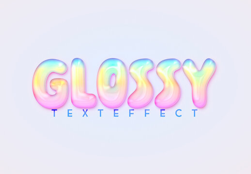 Glossy Holographic Bubble Text Effect