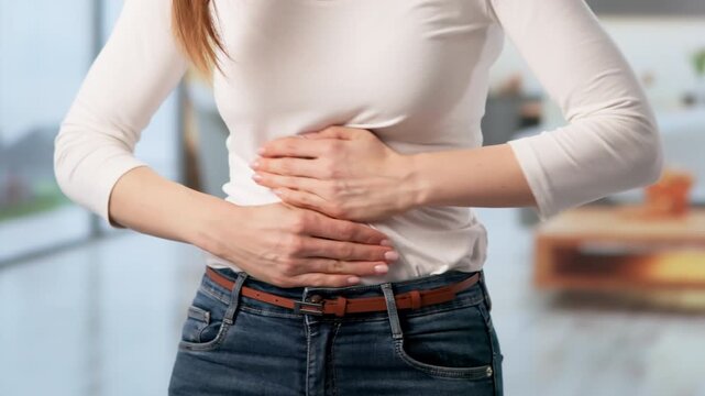 Woman With Stomachache And Inflammation