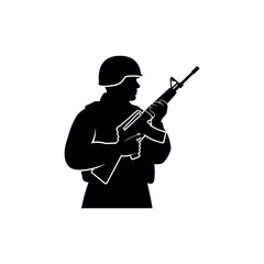 Soldier silhouette with rifle.