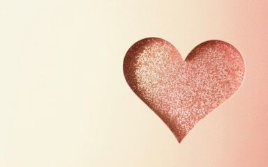 Fototapeta premium A heart-shaped object with a glittering surface is centered on a gradient background from a top viewpoint