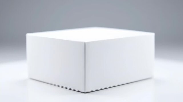 Blank White Cardboard Box Mockup Studio Shot. Minimalist small rectangular packaging container on a light neutral background, perfect template for product branding, e-commerce, and logistics design.