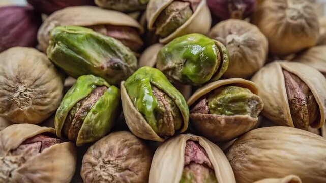 
Fresh Unshelled Green Pistachio Nuts Macro Closeup Organic Natural Harvest Texture 4K HD Video