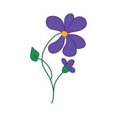 Beautiful purple flower. Stylized pansy flower. Isolated on a white background.