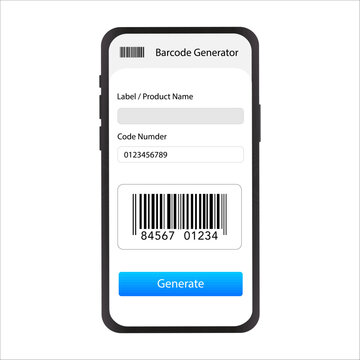 Barcode generator mobile app interface. vector illustration