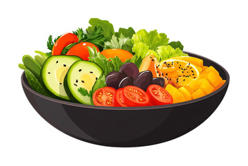 Vegan Buddha Bowl - Fresh and Nutritious Vegan Dish - Isolated on White Background