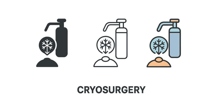 cryosurgery small benign mole symbol with freeze arrow overlay